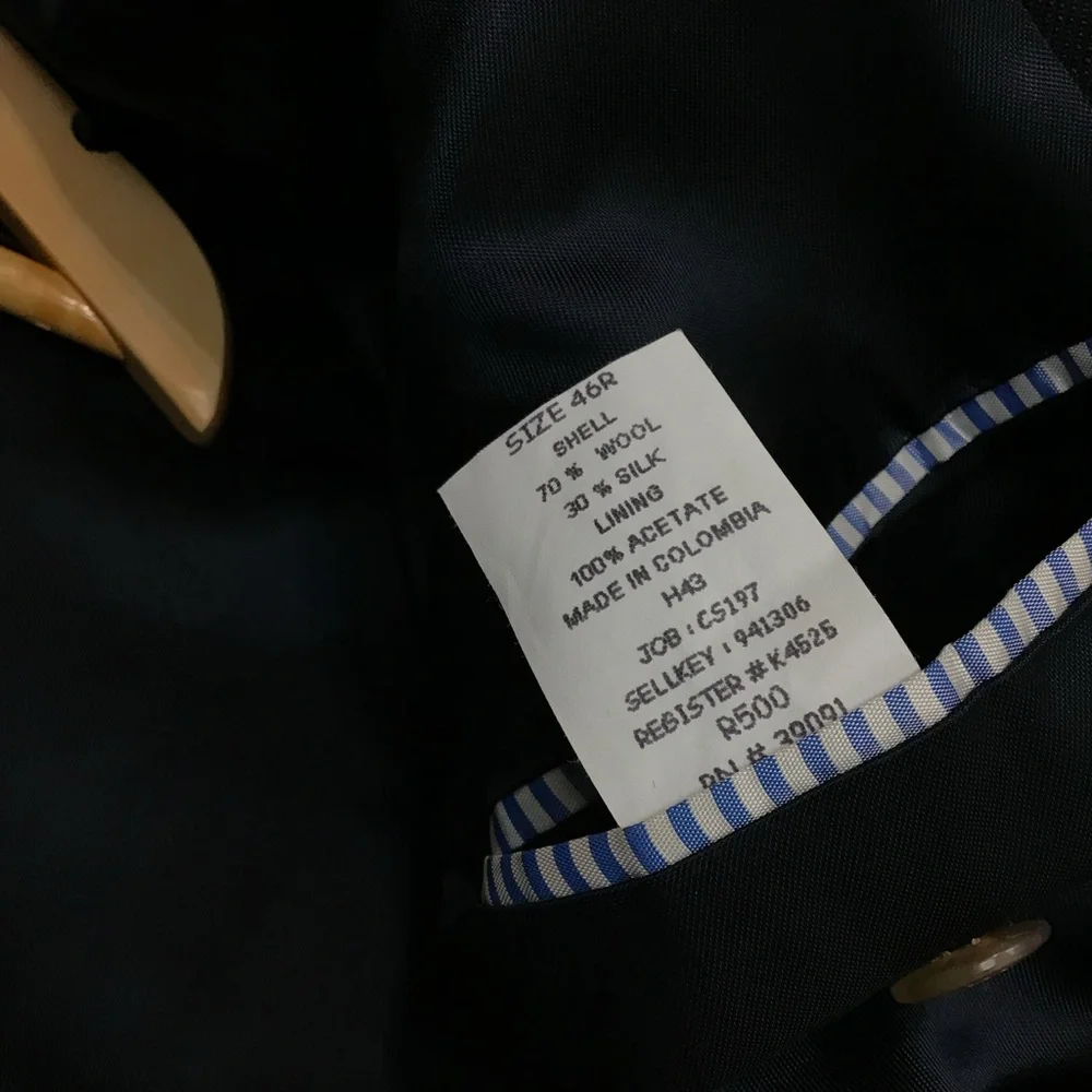 Tommy  Hilfiger Men's 46R Blazer Sport Coat Blue Check Silk & Wool vtg -holes